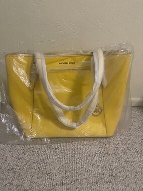 Michael Kors Bright Yellow Ciara Citrus Leather Tote